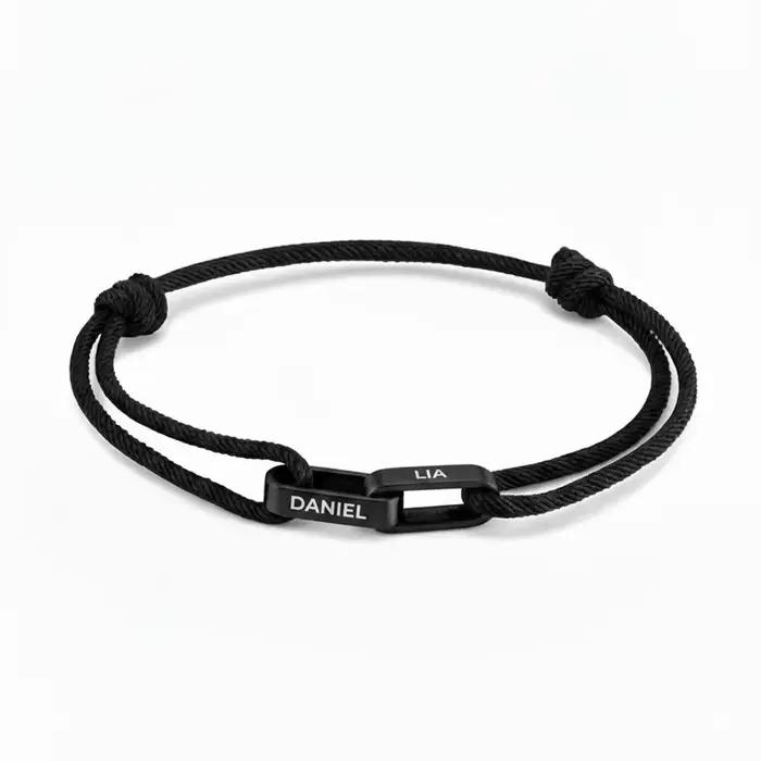 Bracelet de couple personnalisé avec 2 noms gravés – Bracelet d'amitié en corde réglable pour lui et