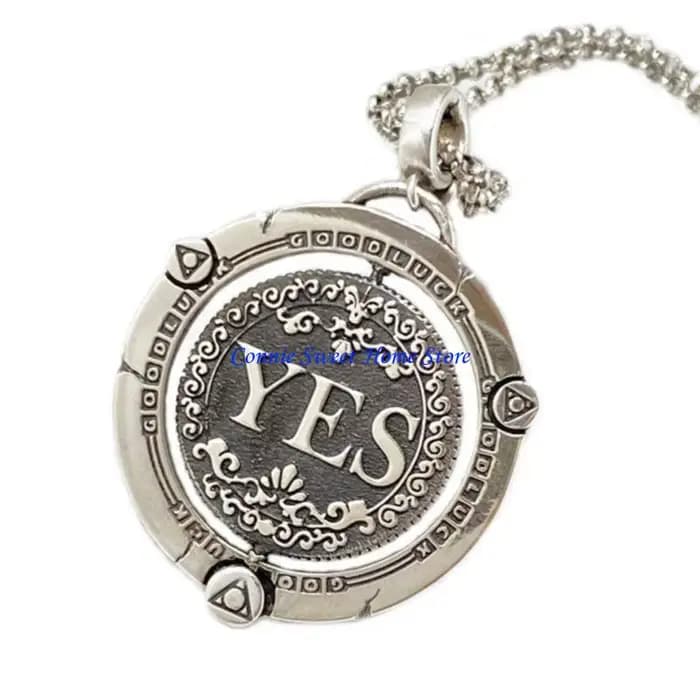 LXAF – collier avec pendentif en forme pièce monnaie rotative, Vintage, réglable, chaîne clavicule, 