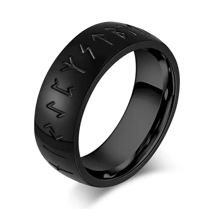 Bague en acier inoxydable avec texte Viking nordique, argent ancien et ne se décolore pas, bijoux à 