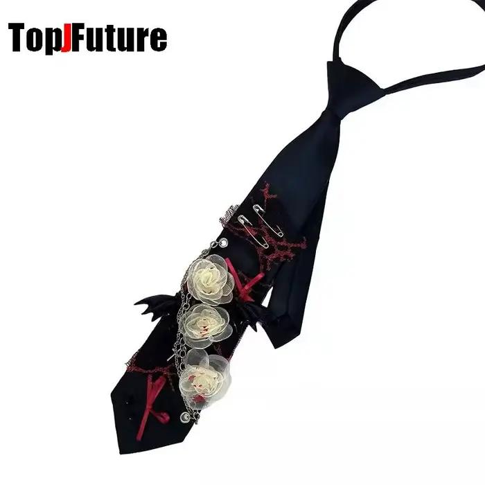 Punk Rivet Pré-Attaché pour Femme et Homme, Steampunk, Couple de Bol, Gothique, Lazy, Polyvalent, JK