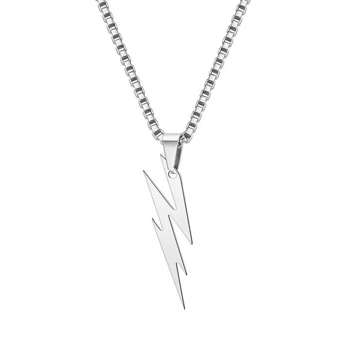 Collier pendentif Punk Lightning pour hommes et garçons, collier pendentif en acier inoxydable imper