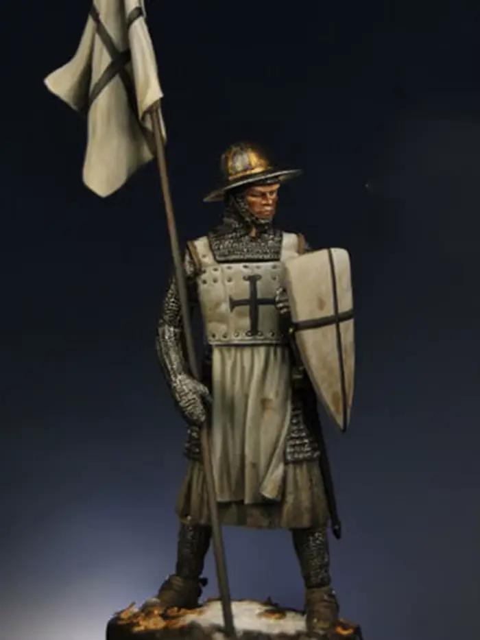 Chevalier ancien non assemblé 1/24 75MM avec bannière 75MM, figurine en résine, kits de modèles mini