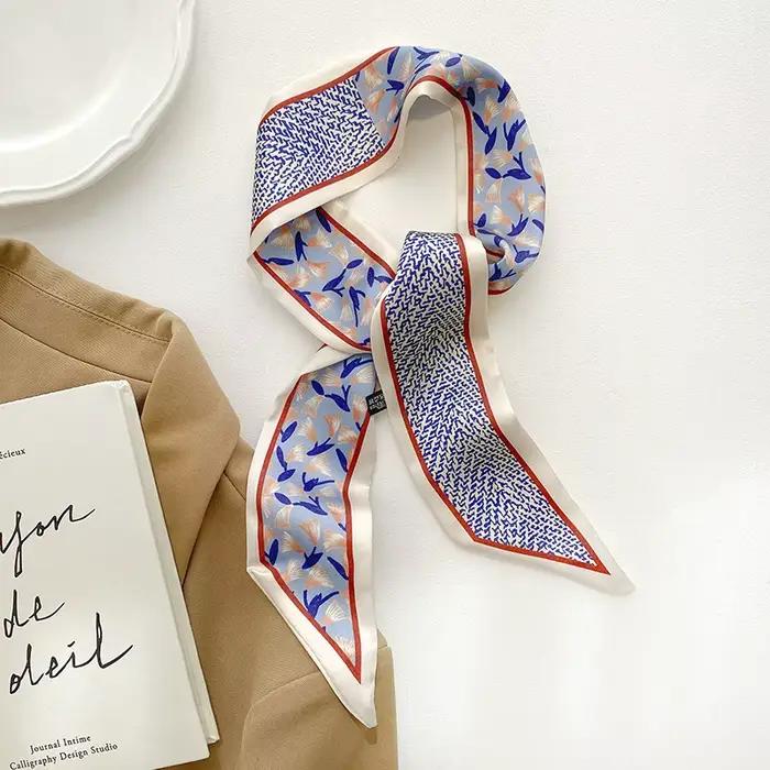 Écharpe fine en soie, bandeau élégant, foulard décoratif, longue bande polyvalente, attache pour che