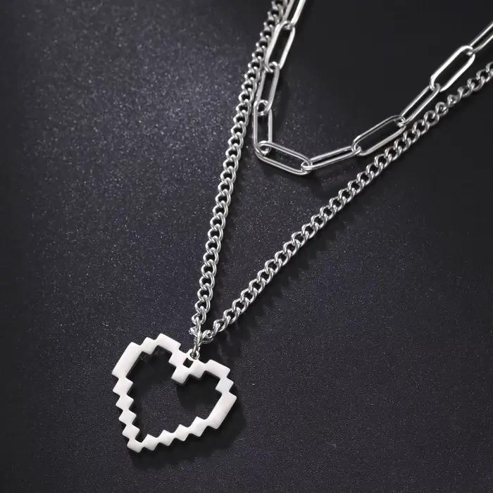Collier à trois couches en acier inoxydable pour hommes et femmes, hip hop, collier cubain, tour de 