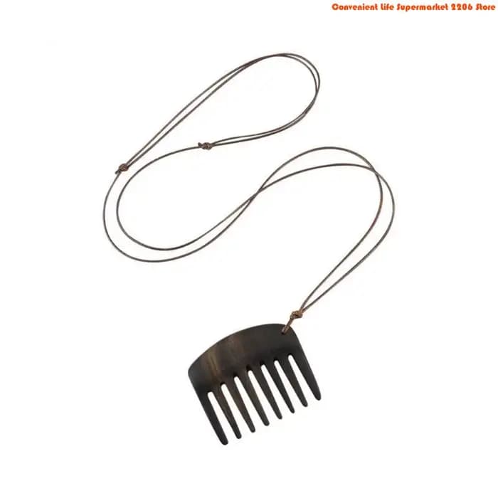 Collier pendentif peigne en bois E06E, longue corde, chaîne cou à longueur réglable, chaîne clavicul