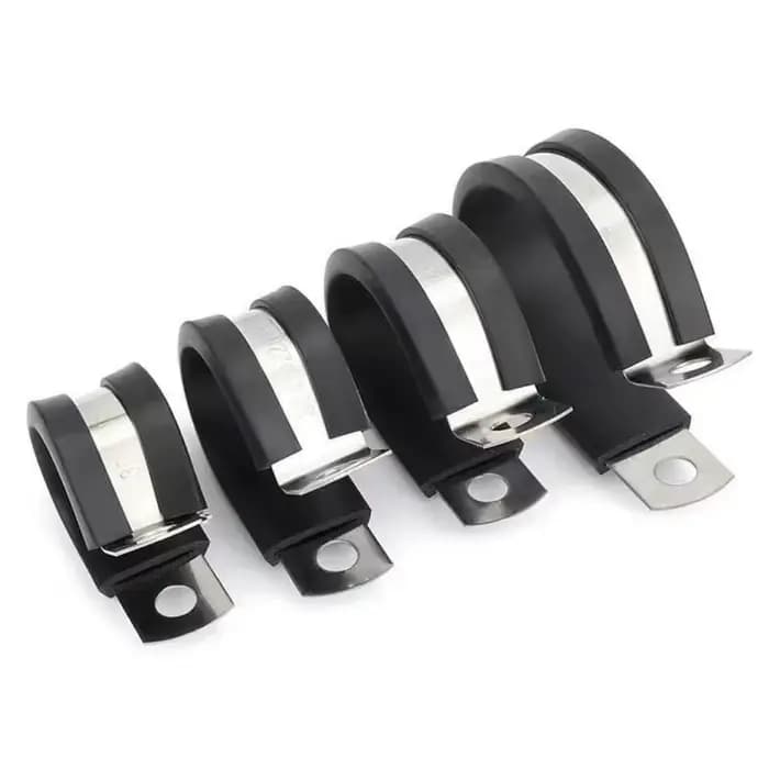 Colliers de serrage en caoutchouc et en métal, clips doublés de caoutchouc de type R, matériel durab