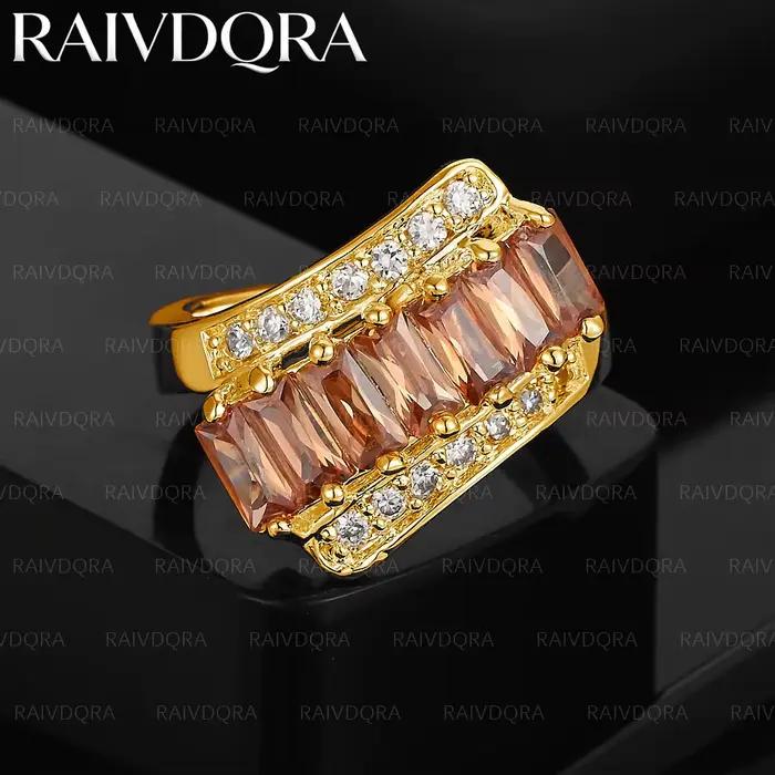 Bague de mariage simple plaquée or 18 carats avec zircon jaune, 8 tailles, pour femmes, bijoux éléga