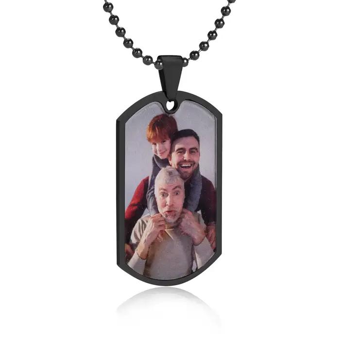 Colliers à pendentif pour hommes, personnalisés, graver le nom, Photo de la famille, images de mots,