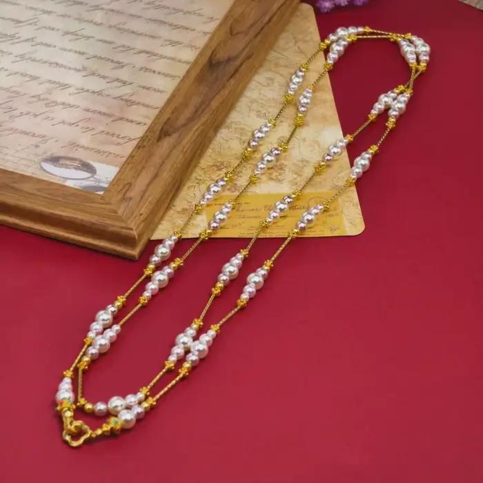 Collier de perles violettes vintage à double couche de 130 cm, collier long pour femme, bijoux éléga