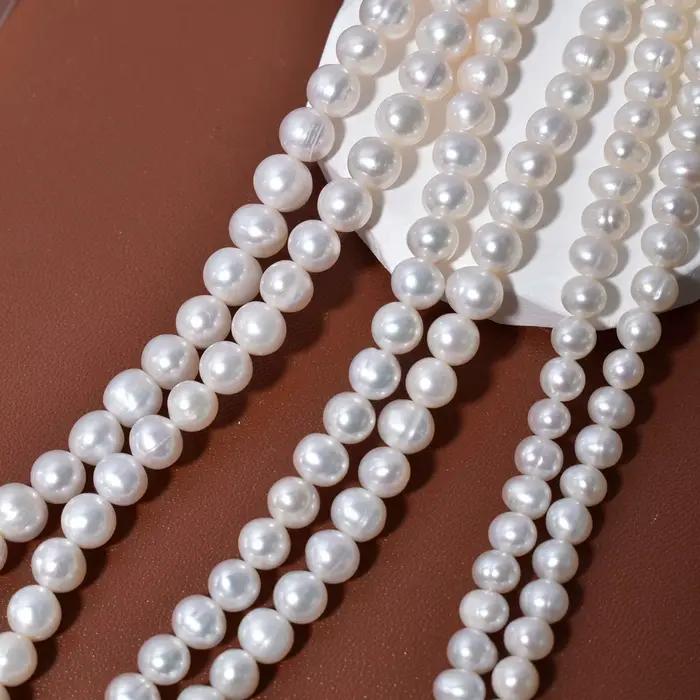 Perles en vrac naturelles d'eau douce blanches nacrées filetées 5-6mm, vente en gros d'usine, matéri