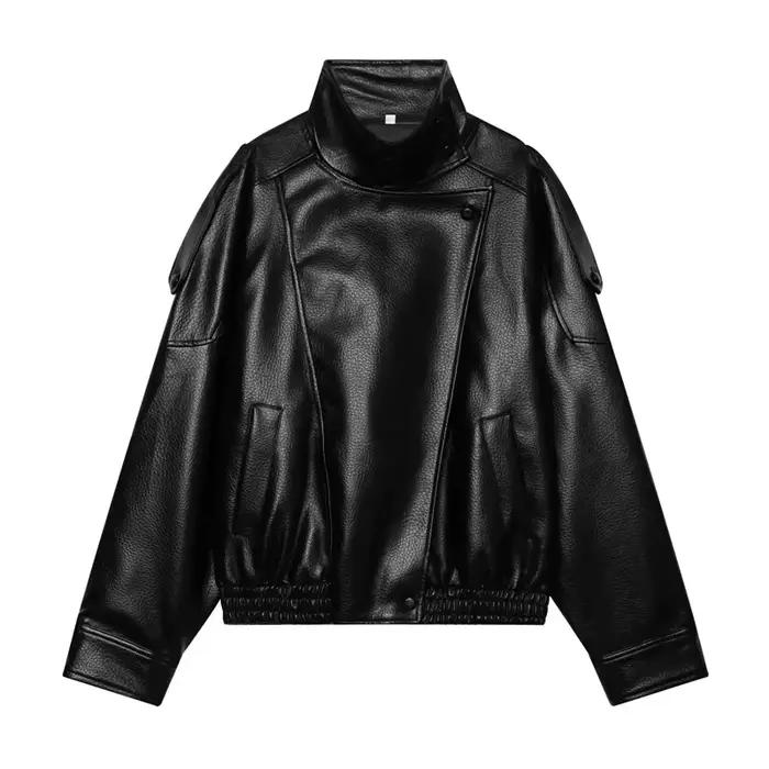 Veste en similicuir pour femme, nouvelle mode, manches longues, veste polyvalente, chic et originale