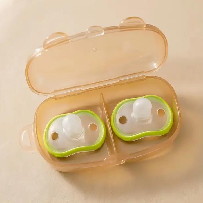 2 sucettes en silicone pour bébé, pour usage de jour et de nuit, sucettes apaisantes avec étui de ra