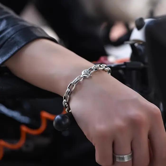 Prix d'usine - Bracelet en argent sterling S925 avec mantra à six caractères, de haute qualité, pour
