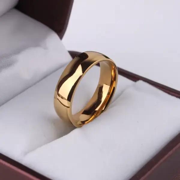 Bague chevalière lisse version légère, bagues de mariage couleur or pour femmes, bague en acier inox