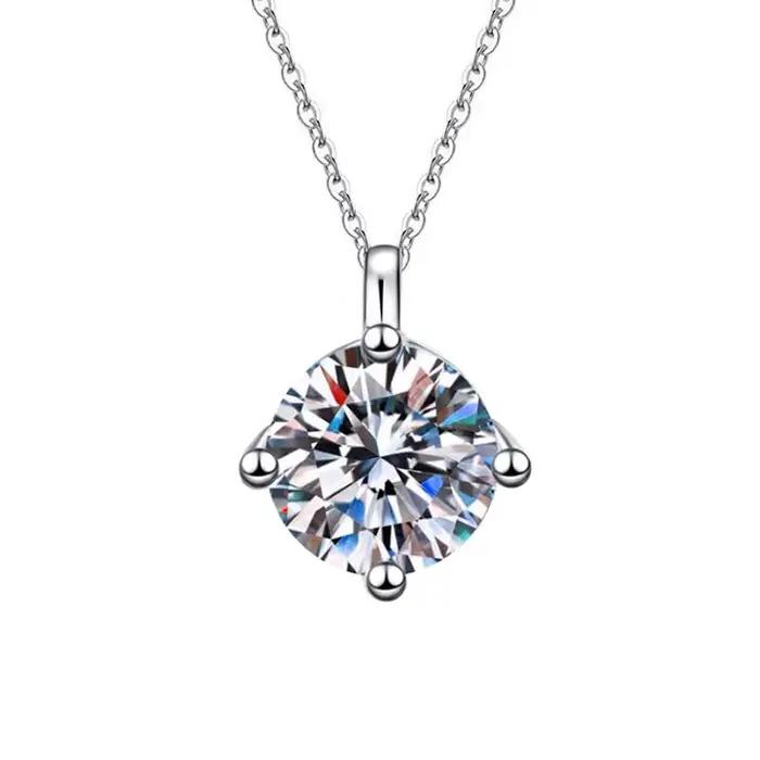 Colliers solitaires en moissanite GRA 1,0 carat D, plaqués or 18 carats, pendentif original en argen