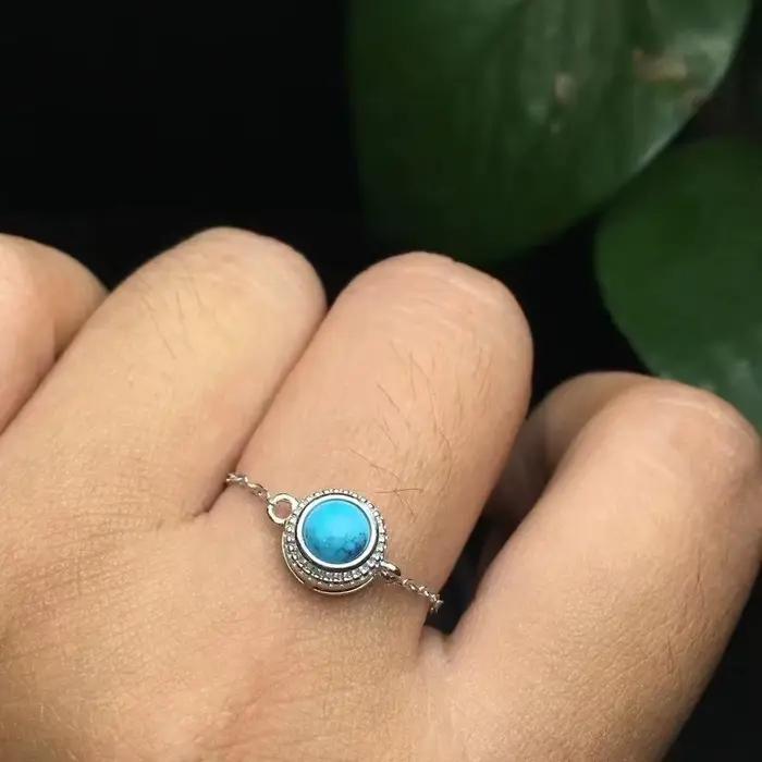 Unité une pièce 925 argent avec vente populaire cristal Turquoise naturel guérison gland Style pierr