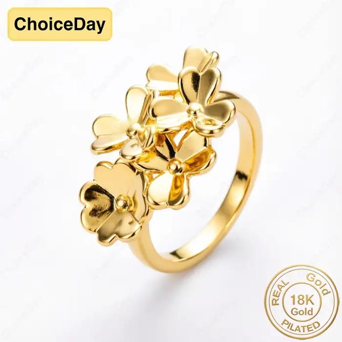 Bague Fleur Exquise Plaqué Or 18K, Cadeau Tendance et Élégant pour Femme, Bijou de Mariage et de Fêt