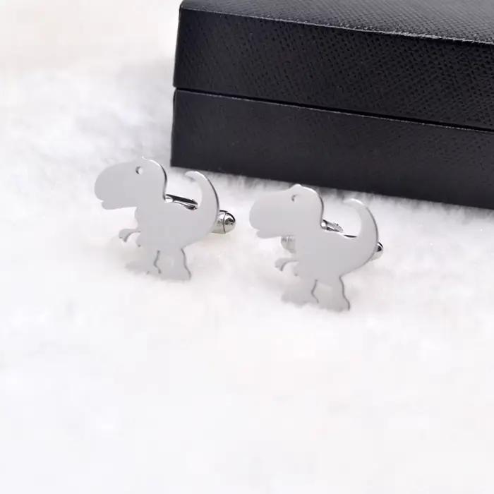 Boutons de manchette dinosaure de dessin animé, en acier inoxydable, fabrication de précision, acces