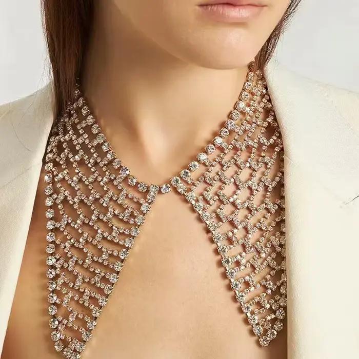 Collier en maille à la mode avec diamant d'eau, nouveau Style, chaîne de cou, forme géométrique, mon