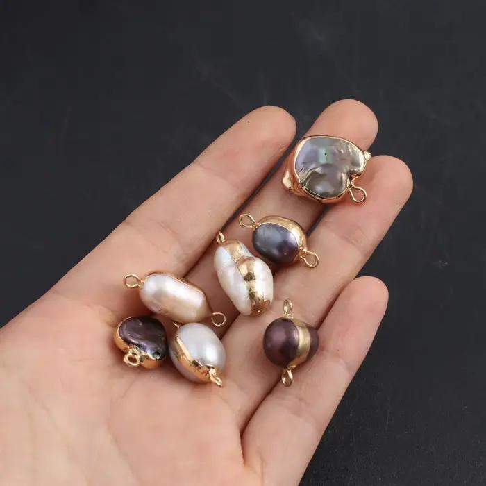 Connecteurs de bijoux baroques colorés en perles naturelles, 5 pièces, haute qualité, aléatoires, po