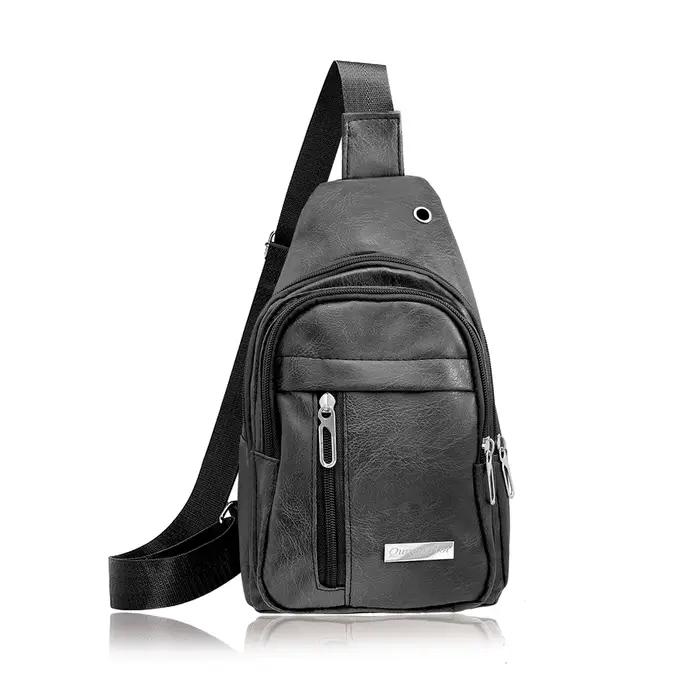 Nouveau sac de poitrine en cuir pour hommes multifonctionnel décontracté mode messager sac à bandoul
