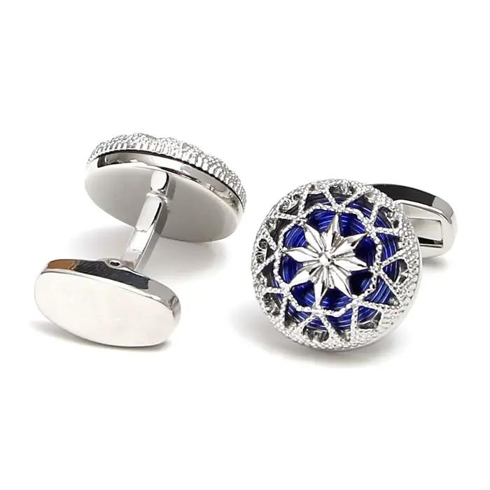 Boutons de manchette TOMYE pour hommes, boutons de manchette ronds au design creux artistique et cré