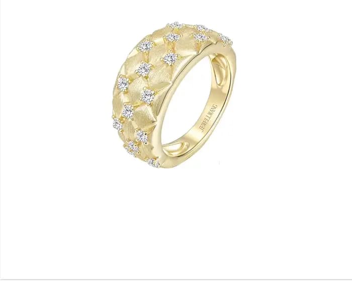 Bague JEWELLWANG en saphir blanc au design rétro, motif géométrique, artisanat de luxe, pour soirée,