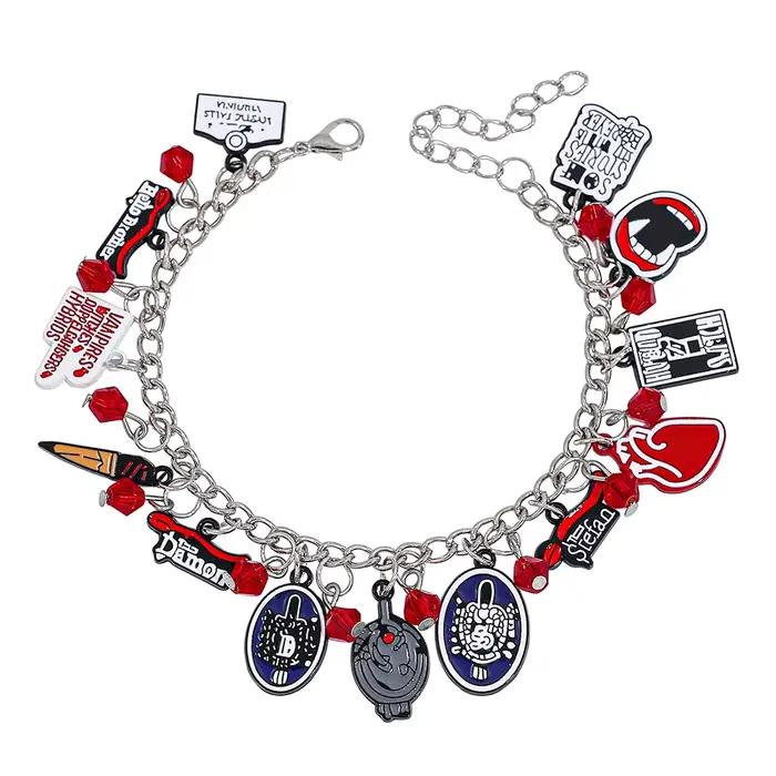 Bracelet à breloques The Vampire Diaries, personnages Damon et Stefan, thème Mystic Falls, bijoux fa
