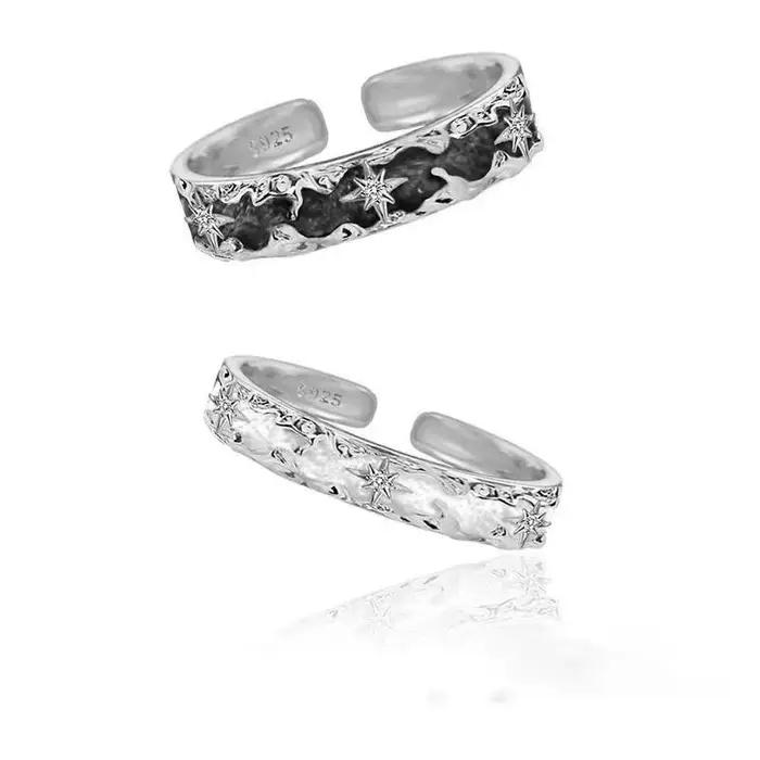 Bagues non noires ni blanches, design simple pour couple, style ouvert, pour hommes et femmes, minim
