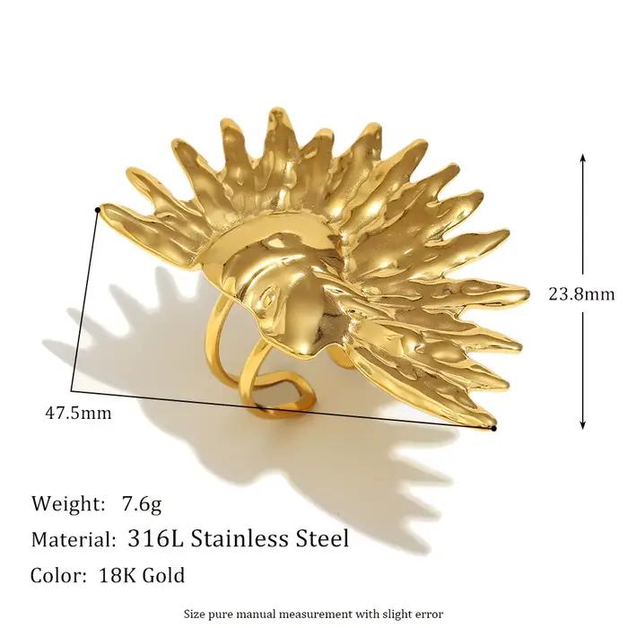 E.B.belle – bague ouverte demi-soleil créative et exagérée, en acier inoxydable plaqué or 18 carats,