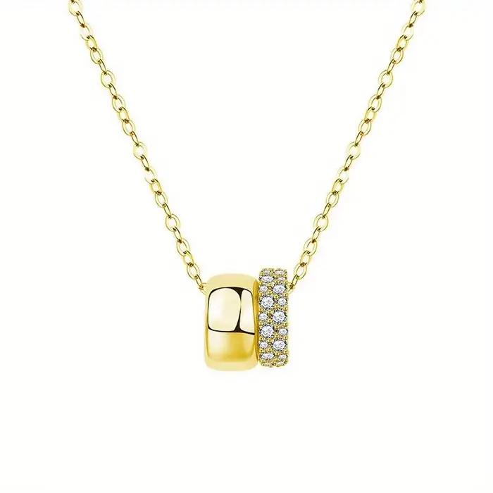 Collier en argent sterling 925 à double rangée de moissanite ronde, élégant, tendance, simple, décon