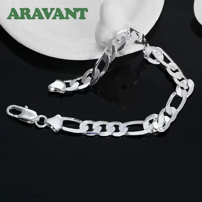 ARAVANT – bracelets en argent 925 et or 18 carats, chaîne cubaine de 6MM et 8MM, pour hommes et femm