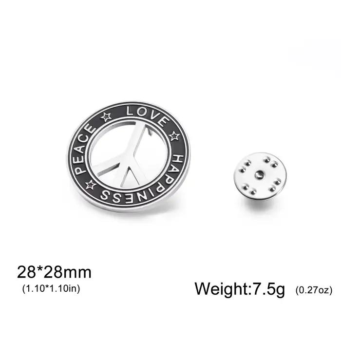 Teamer amour paix symbole broche en acier inoxydable épinglette pour femme homme bonheur pacifisme c
