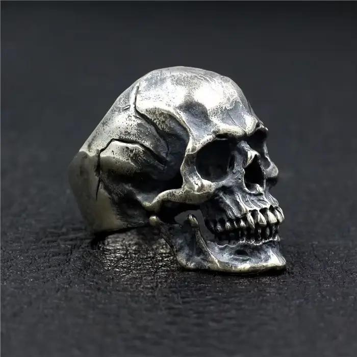 RapDuty-Bague tête de mort punk pour homme, bijoux en argent regardé 925, moto, vélo, bande de doigt