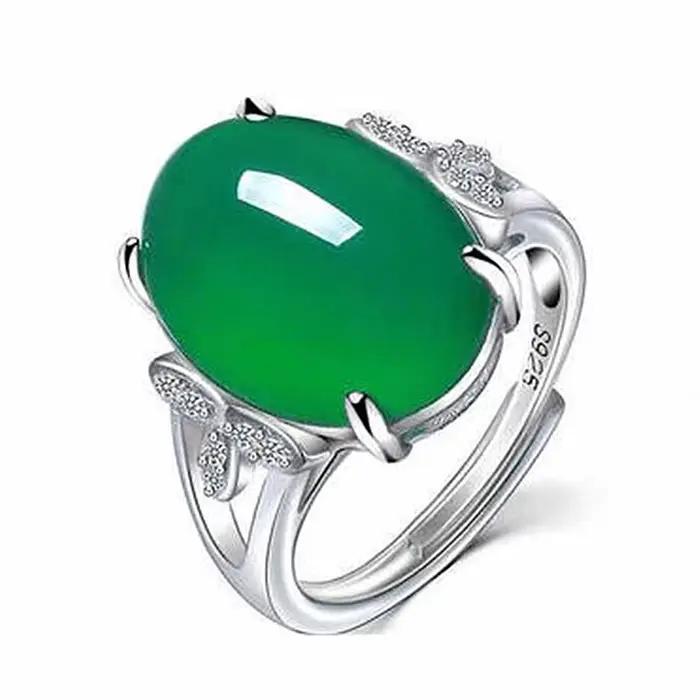 Bague en argent 925 incrustée d'agate naturelle et de calcédoine, bijou élégant et tendance pour hom