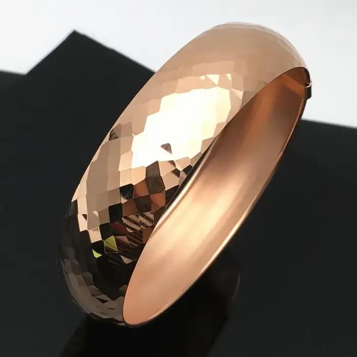 Bracelet large losange brillant pour hommes et femmes, plaqué or violet, or rose 14 carats, style hi