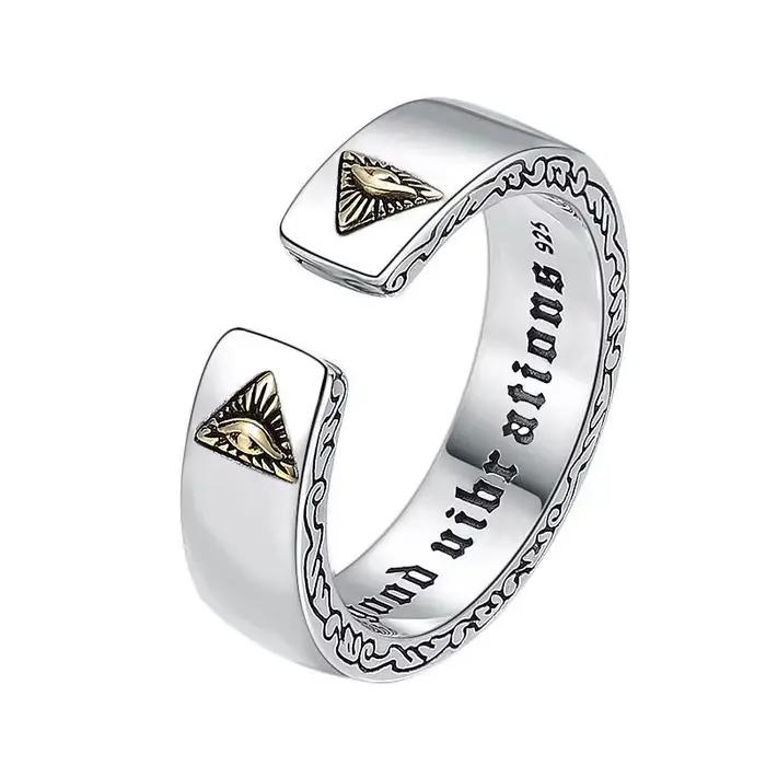 Rétro ancien égyptien oeil d'horus anneau franc-maçon Illuminati Triangle anneaux maçonniques Rock P