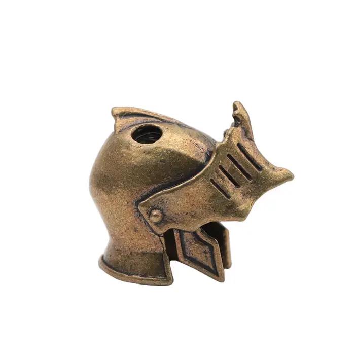 Perle en laiton motif casque de chevalier et couteau, accessoires EDC pour paracorde, pendentif pour