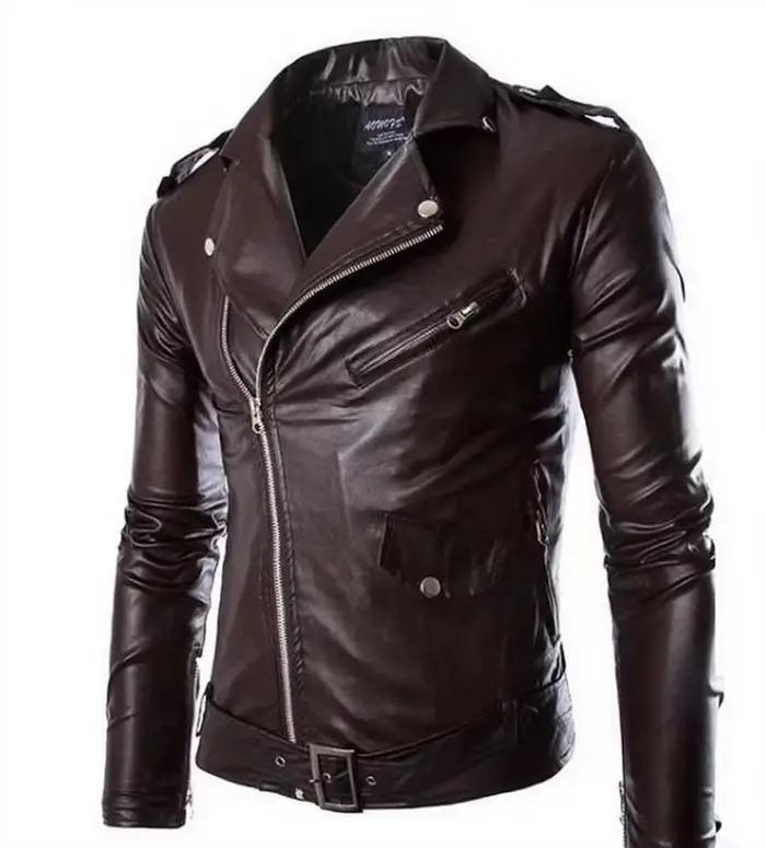 Veste en cuir pour homme, veste de motard, veste décontractée vintage pour homme, veste colorée gran
