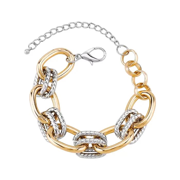 Bracelet chaîne épaisse personnalisé style rétro color-block, collier en métal exagéré polyvalent st