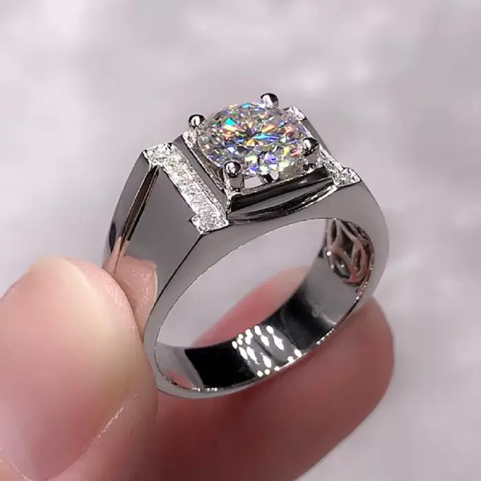 Buyee – bague de mariage en argent Sterling 925 pour hommes, grand anneau ouvert en Zircon blanc, à 