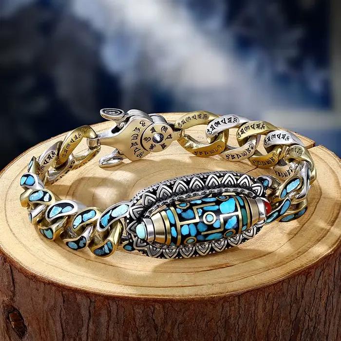 HX nouveau Guochao hommes Bracelet personnalité rétro transfert rotatif neuf yeux perle Bracelets ha