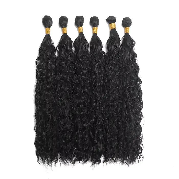 Cheveux longs bouclés blonds synthétiques, tresses en fibre organique, extensions de cheveux ondulés