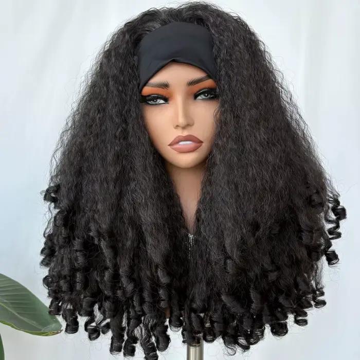 Perruque bandeau synthétique X-TRESS 20 pouces pour femme, cheveux afro bouclés raides avec boucles 