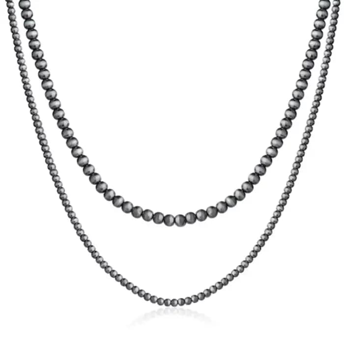 Collier Vintage perles grises, ras du cou, occidentale, bijoux Navajo, collier superposé perles, cha