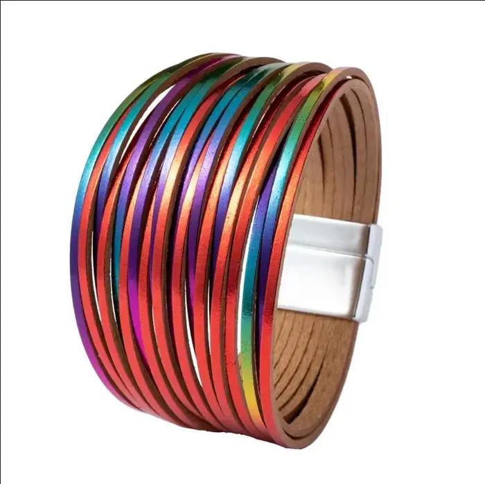 Bracelet en cuir maçonnique pour hommes, tressé, fait à la main, cœur, hexagramme, crâne, magnétique