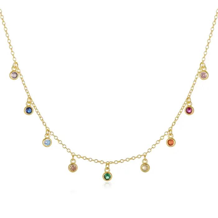 Aide 925 argent Sterling français élégant rond fin polyvalent couleurs Zirconium femmes collier exqu