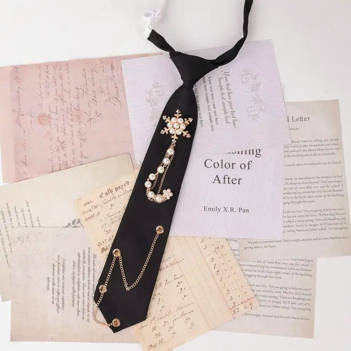Cravate Étoile Perle Décorée de Chaîne Style Collège Étudiant Simple Femme Personnalisée Mariage Mod