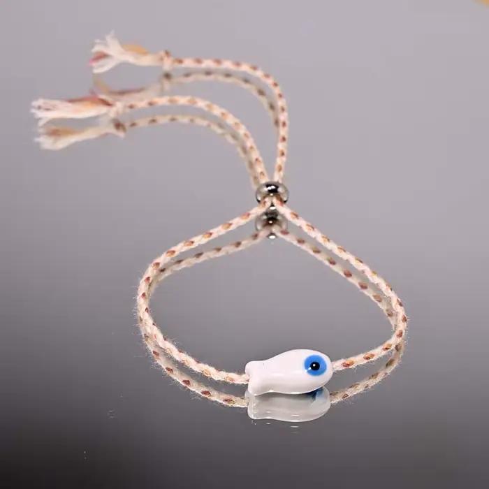 Bracelets de poisson en céramique à la mode pour femmes et hommes, bohème, mignon, coloré, tissé à l