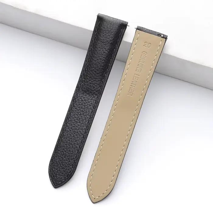 Bracelet de montre en cuir véritable pour Cartier Tank London Solo, motif litchi souple, accessoires
